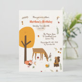 森の動物の誕生日パーティーへの招待 招待状 (スタンド正面)
