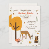 森の動物の誕生日パーティーへの招待 招待状 (正面/裏面)