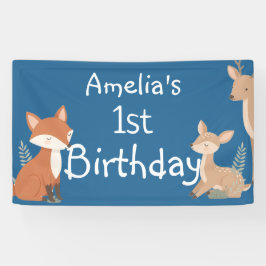 森の動物の誕生日パーティーバナー 横断幕