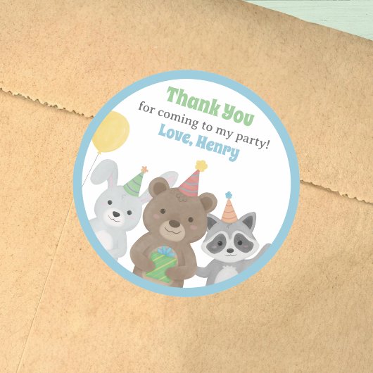 森の動物の誕生日パーティーファーバー ラウンドシール