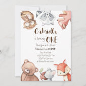 森の動物の誕生日パーティー招待状 招待状 (正面)