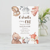 森の動物の誕生日パーティー招待状 招待状 (スタンド正面)