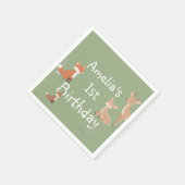 森の動物の誕生日パーティー スタンダードカクテルナプキン (角)