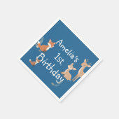  森の動物の誕生日パーティー  スタンダードカクテルナプキン (角)