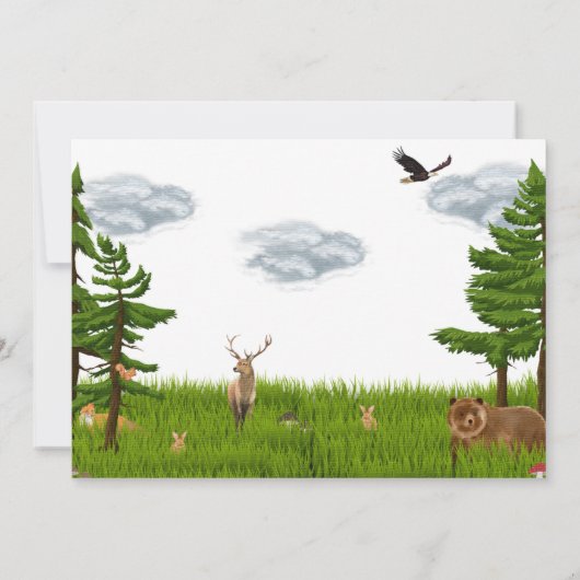 森の動物の誕生日パーティー，子供の誕生日 招待状 (裏面)