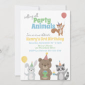 森の動物の誕生日パーティー 招待状 (正面)