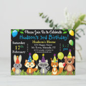 森の動物の誕生日招待状 招待状 (スタンド正面)