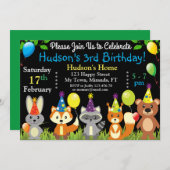 森の動物の誕生日招待状 招待状 (正面/裏面)