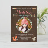 森の動物の誕生日招待状(木材) 招待状 (スタンド正面)