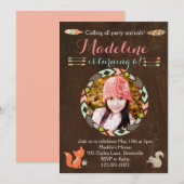 森の動物の誕生日招待状(木材) 招待状 (正面/裏面)