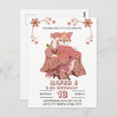 森の動物の誕生日招待状:秋の森の党 ポストカード (正面/裏面)