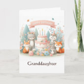 森の動物の誕生日 祝う孫娘へのカード カード (正面)