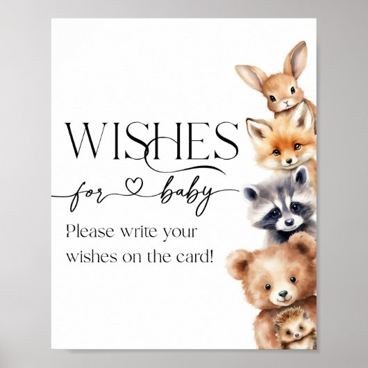 森の動物の赤モダンちゃんシャワーの願い ポスター (正面)