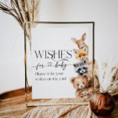 森の動物の赤モダンちゃんシャワーの願い ポスター