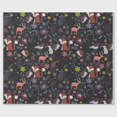 森の動物の鹿のキツネのハリネズミのコレクション ラッピングペーパー (フラット)