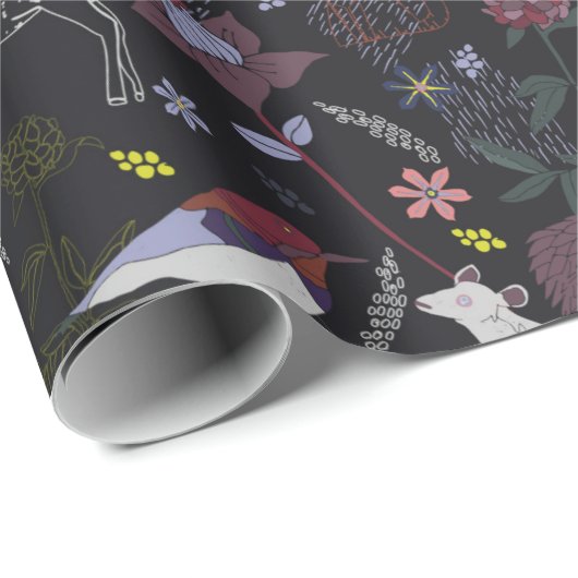 森の動物の鹿のキツネのハリネズミのコレクション ラッピングペーパー (ロールコーナー)