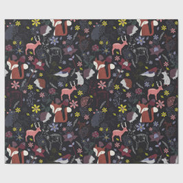 森の動物の鹿のキツネのハリネズミのコレクション ラッピングペーパー