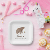 森の動物の1歳の誕生日パーティー ペーパープレート (パーティー)