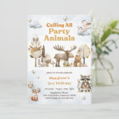 森の動物の3歳誕生日パーティー 招待状 (スタンド正面)