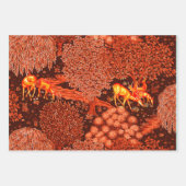 森の動物は小川のフローラで枯れカラフルる ラッピングペーパーシート (正面2)