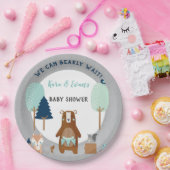 森の動物は青素朴灰色 ペーパープレート (パーティー)