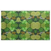 森の動物は、青い緑の小川のフローラ ファブリック (ヤード)