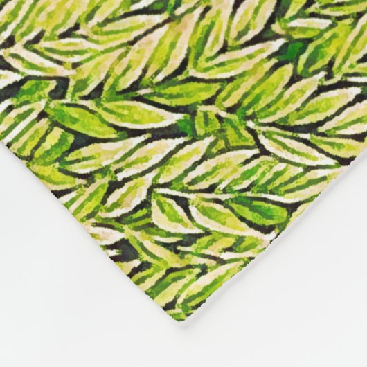 森の動物は、青い緑の小川のフローラ フリースブランケット (角)