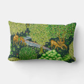 森の動物は、青い緑の小川のフローラ ランバークッション (裏面)