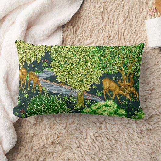 森の動物は、青い緑の小川のフローラ ランバークッション (ブランケット)
