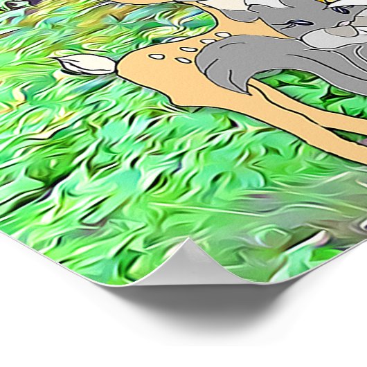 森の動物をテーマにしたウェルカムベビーシャワーポスター ポスター (角)