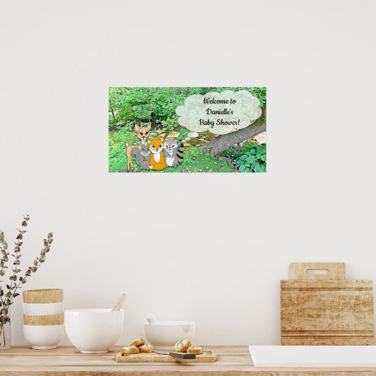 森の動物をテーマにしたウェルカムベビーシャワーポスター ポスター (キッチン)