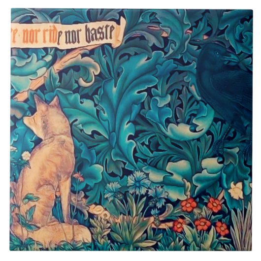 森の動物ウィリアム・モリス陶磁器タイル タイル (正面)