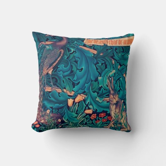 森の動物ウィリアム・モリス クッション (正面)