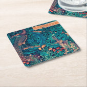 森の動物ウィリアム・モリス スクエアペーパーコースター (アングル)
