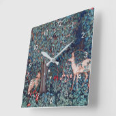 森の動物ウィリアム・モリス スクエア壁時計 (傾斜)