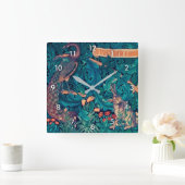 森の動物ウィリアム・モリス スクエア壁時計 (ホーム)