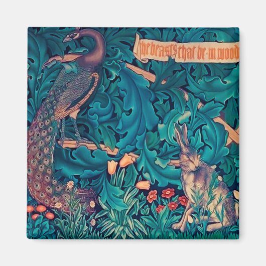 森の動物ウィリアム・モリス マグネット (正面)