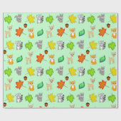 森の動物ウッドランドクリーチャーキツネラクーン ラッピングペーパー (フラット)