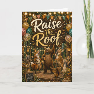森の動物クマの誕生日カード Raise the Roof カード