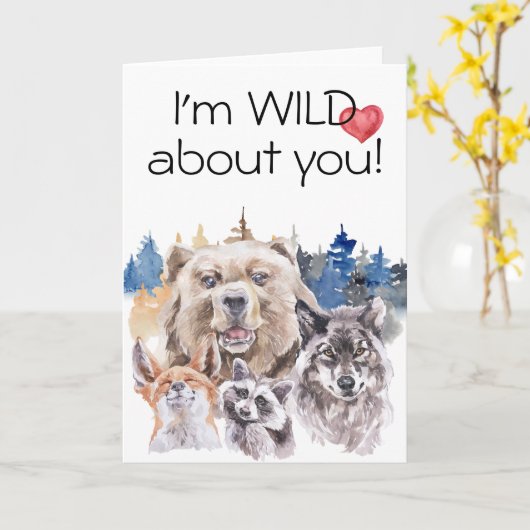 森の動物クマ オオカミが大好き! カード (黄色い花)