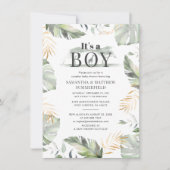 森の動物ジャングルカップル男の子の赤ちゃんシャワー 招待状 (正面)