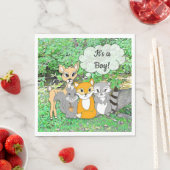 森の動物テーマ男の子の赤ちゃんシャワー スタンダードランチョンナプキン (インサイチュ)