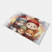 森の動物ファミリー メリークリスマス ドアマット (アングル)