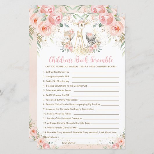 森の動物フローラの子どもの本のスクランブル (正面/裏面)