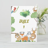 森の動物ベビーシャワーテーブルナンバー 招待状 (スタンド正面)