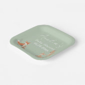 森の動物ベビーシャワー Sage Green ペーパープレート (傾斜あり)