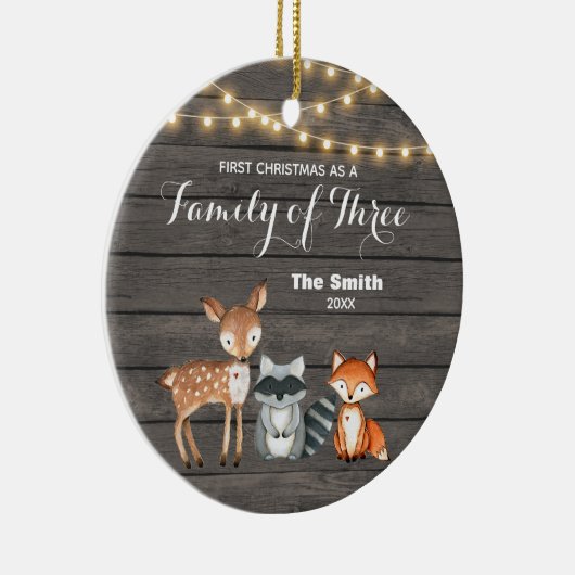 森の動物初めてのクリスマスの家族3 セラミックオーナメント (右)