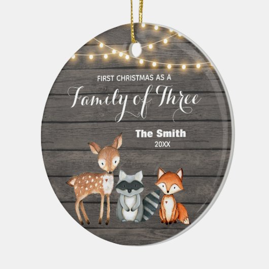 森の動物初めてのクリスマスの家族3 セラミックオーナメント (左)