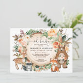 『森の動物桃オレンジのフローラ・ベビー・シャワー』 招待状 (スタンド正面)