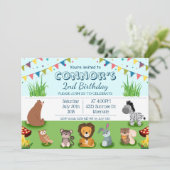森の動物漫画の子ども向け誕生日 招待状 (スタンド正面)